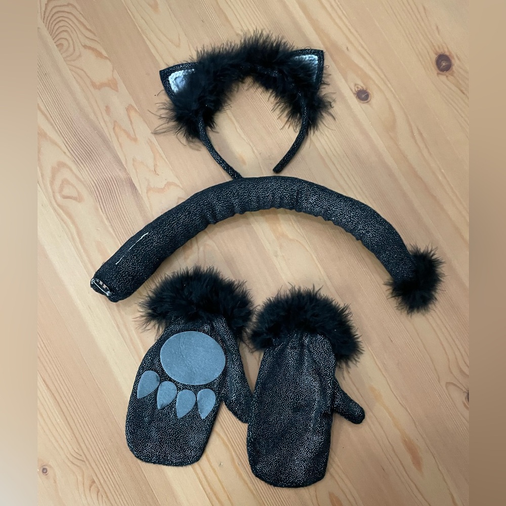 Cat costume headband with ears clip on tail and paw mittens 😺 accessories